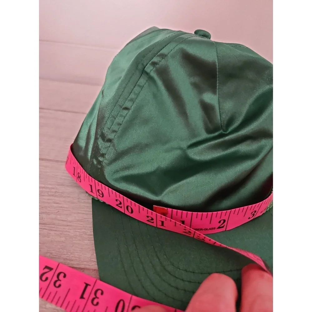 KC Vintage Green Satin Baseball Hat Cap Braided Rope Snapback Adjustable Unisex